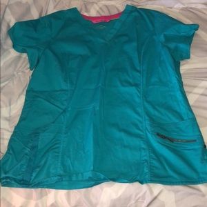 Teal blue scrub top